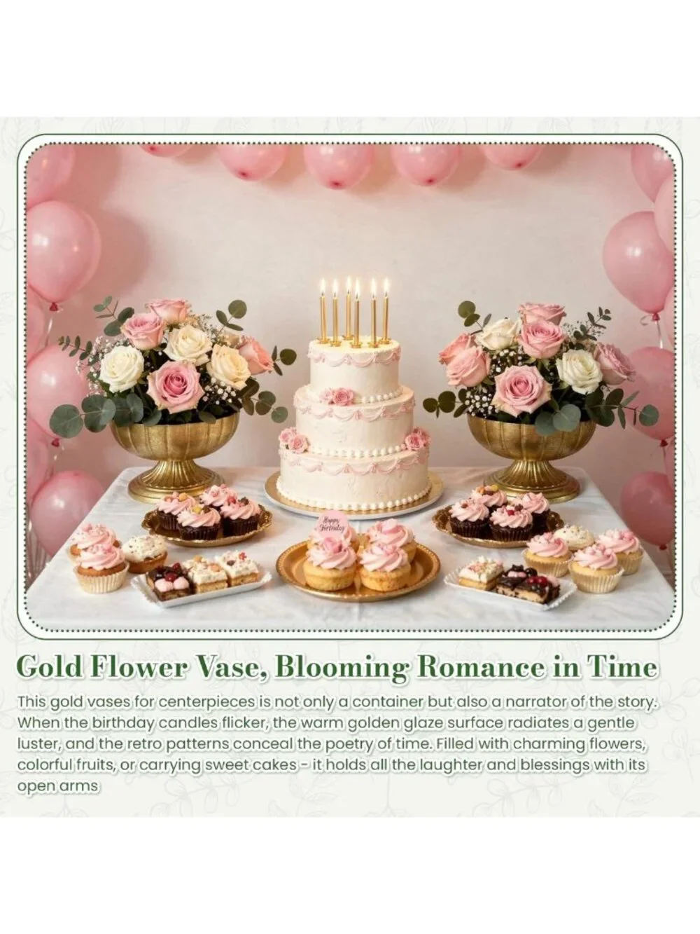 Elegant Vintage Gold Compote Vases for Wedding Centerpieces - 8.5